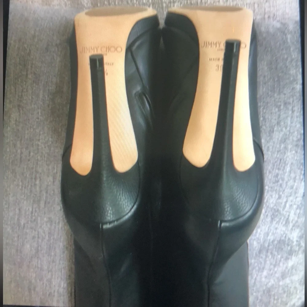 New! Jimmy Choo Black Leather Knee-High Boots. Size 39,5 - Picture 6 of 9